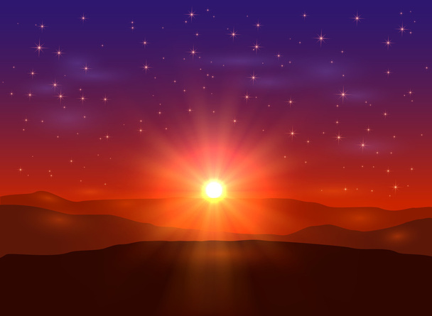 Sunrise in the mountains - Vector, Image