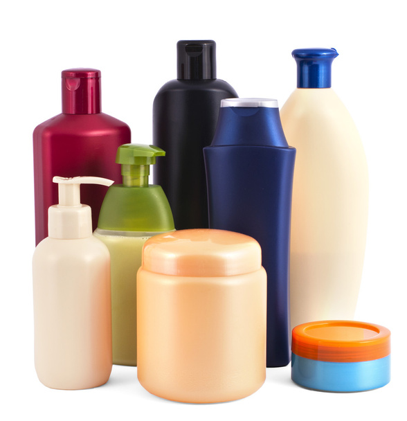botellas de cosméticos aislados en blanco
 - Foto, Imagen