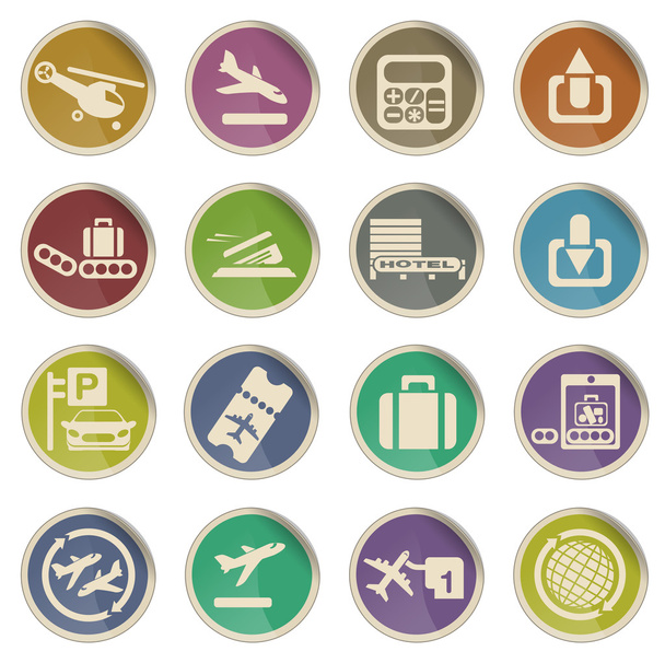 Port lotniczy zestaw ikon - Wektor, obraz
