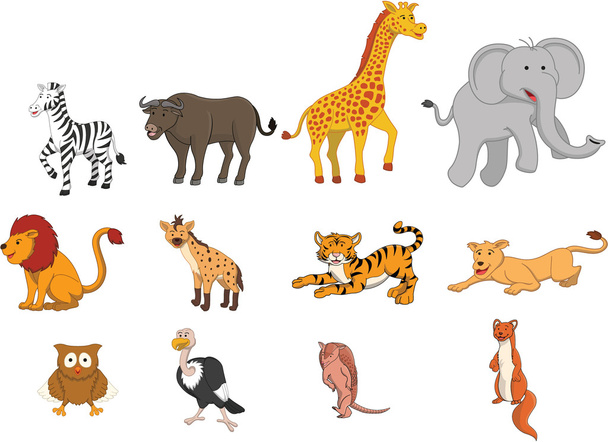 Safari animal salvaje ilustración divertido diseño de dibujos animados
 - Vector, Imagen