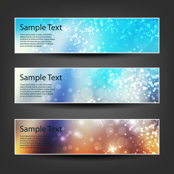 Horizontal Header, Banner Set for Christmas, New Year or Other Holidays, Cover or Background Designs - Colors: Brown, Blue, White - Wektor, obraz
