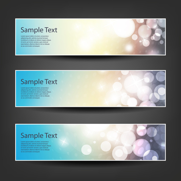 Set of Horizontal Banner or Header Background Designs - Colors: Blue, Brown, White - For Party, Christmas, New Year or Other Holidays, Ad Templates - Vektor, kép