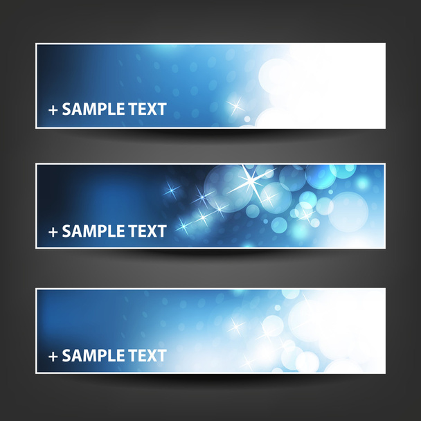 Horizontal Header, Banner Set for Christmas, New Year or Other Holidays, Cover or Background Designs - Colors: Blue, White - Vector, Image