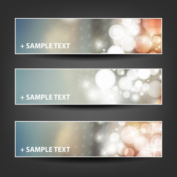 Set of Horizontal Banner or Header Background Designs - Colors: Grey, Orange, White - For Party, Christmas, New Year or Other Holidays, Ad Templates - Vector, imagen