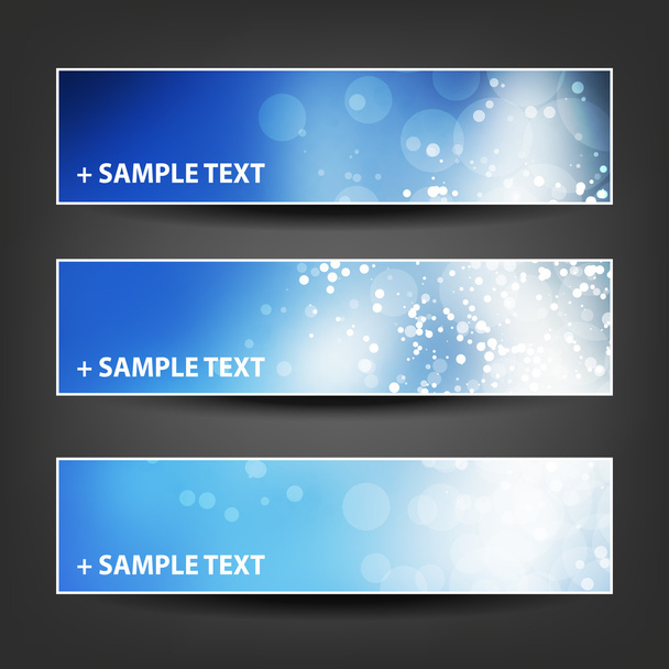Horizontal Header, Banner Set for Christmas, New Year or Other Holidays, Cover or Background Designs - Colors: Blue, White - Vector, imagen