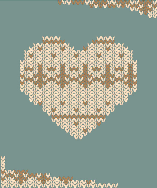 Knitted heart card vector illustration - Vector, Imagen
