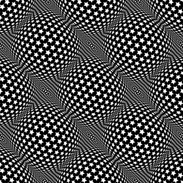 Seamless stars pattern. 3D optical illusion. - Vector, Image