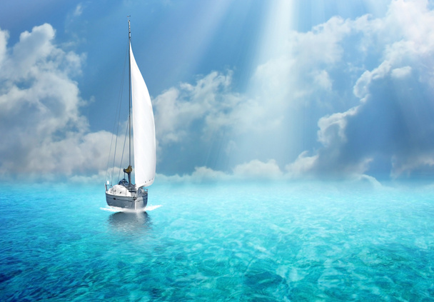 Segelboot im Ozean - Foto, Bild