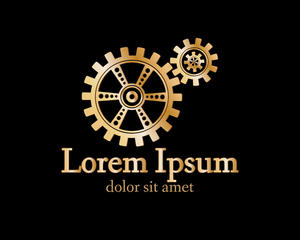 Logo der goldenen Zahnräder - Vektor, Bild