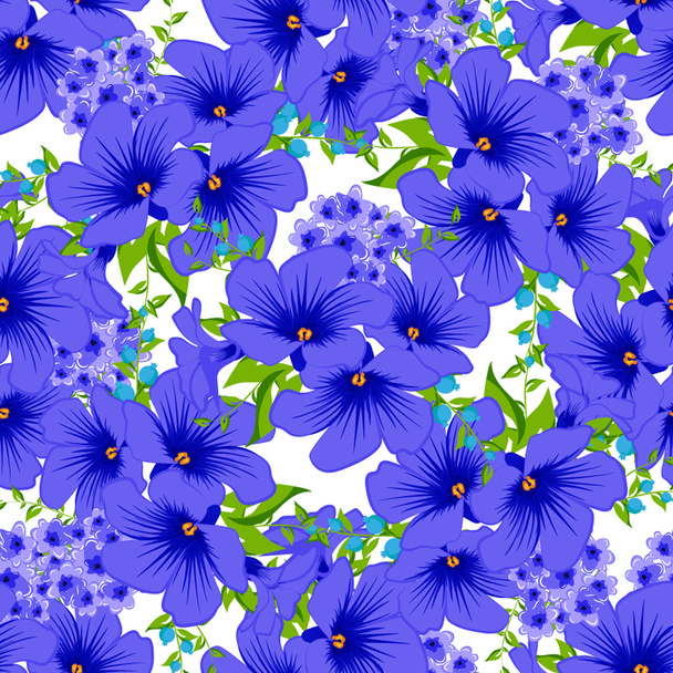 Blue floral seamless pattern - Vector, afbeelding