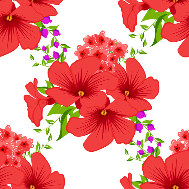 赤い花のシームレスなパターン - ベクター画像