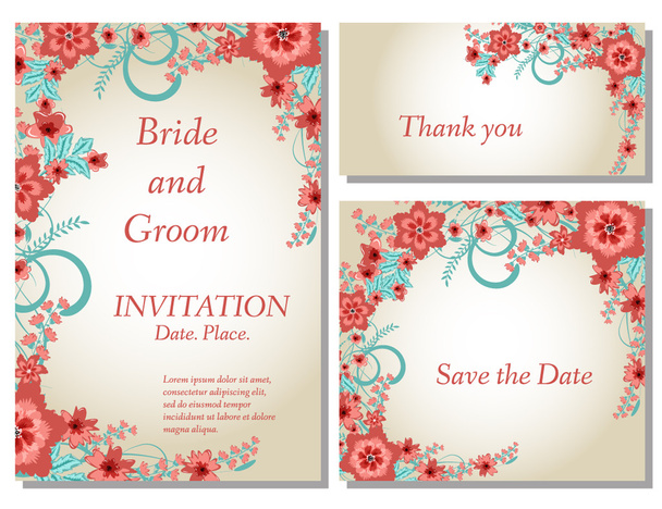 結婚式の花の招待状 - ベクター画像