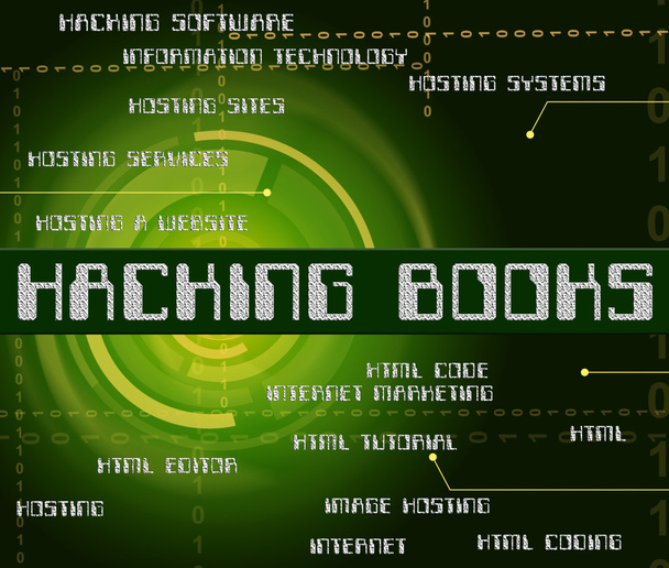 Bücher hacken stellt Hacker Cyber und Lehrbuch dar - Foto, Bild