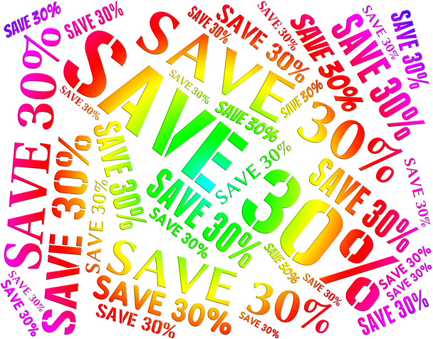 Save Thirty Percent Indicates Promotional Savings And Promotion - 写真・画像