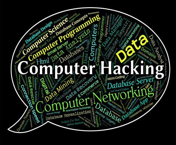 Computerhacking steht für Kommunikationscomputer und Spyware - Foto, Bild