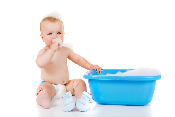 Toddler with soap foam - Фото, зображення