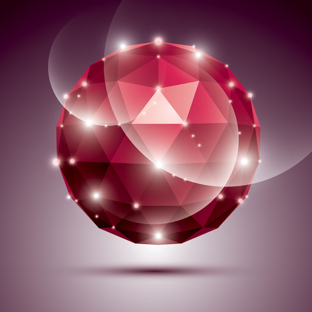 red glossy orb created from triangles - Vector, Image