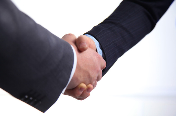 ビジネス握手。2 実業家握手とお互いのオフィスで - 写真・画像