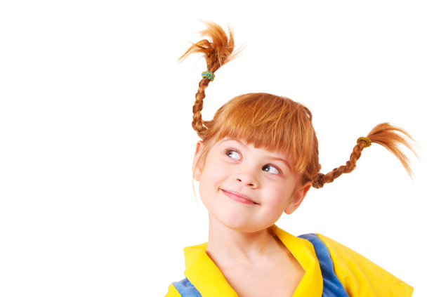 Little girl with red braided hair - Фото, изображение