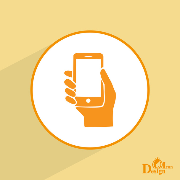 Mobile phone in hand icon - Vector, Image