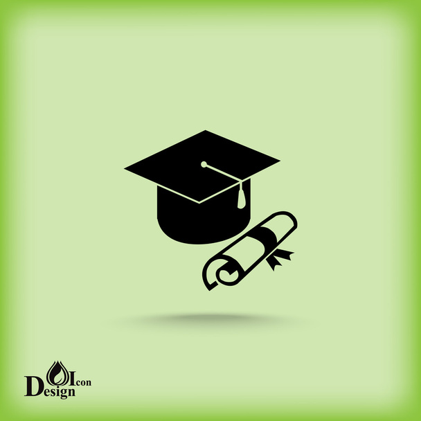 Graduation cap and diploma icon - Vector, Image