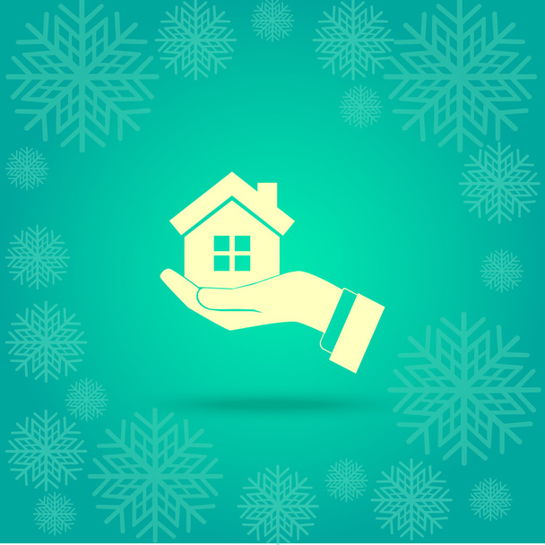 house in hand icon - Vector, Image