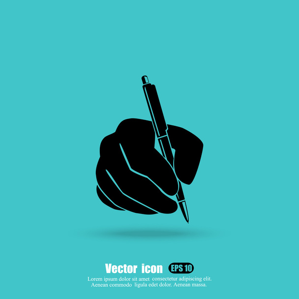 Escritura a mano con icono de pluma
 - Vector, Imagen