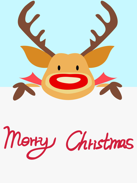 Christmas card with red nosed reindeer - Vetor, Imagem