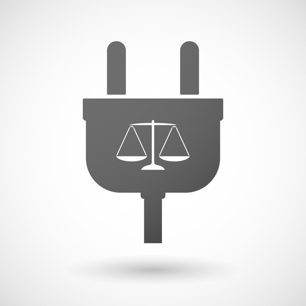 Isolated plug icon with a justice weight scale sign - Vector, Image