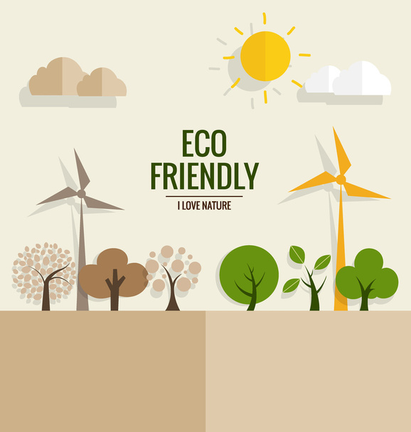 Ecology concept with trees - Vector, Image