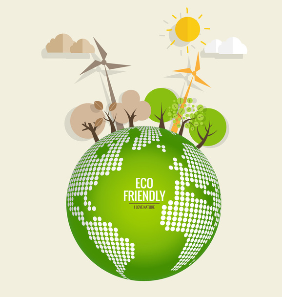 Екологічна концепція з екологічною землею
 - Вектор, зображення