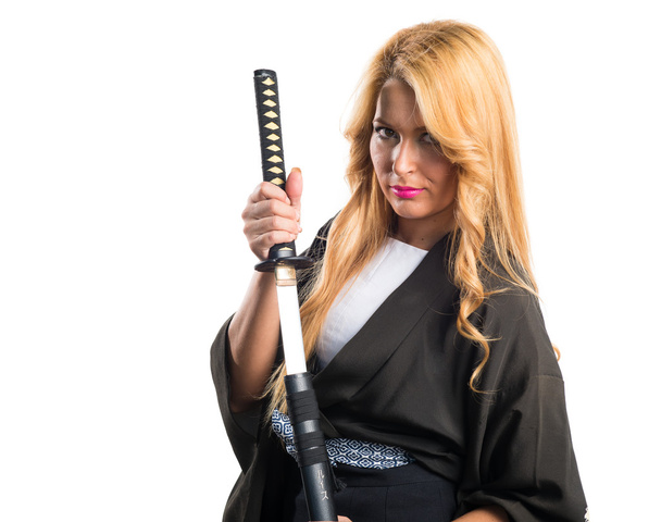 Kadın samuray gibi giyinmiş - Fotoğraf, Görsel