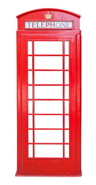 British red phone booth isolated on white - Photo, Image