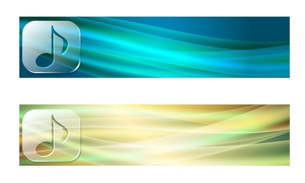 Set di due banner con onde e simbolo musicale trasparente
 - Vettoriali, immagini