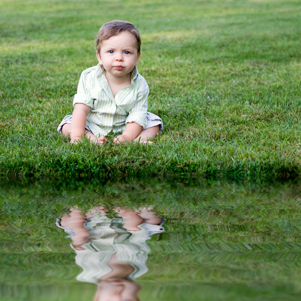 Cute Baby in the Grass - Photo, Image
