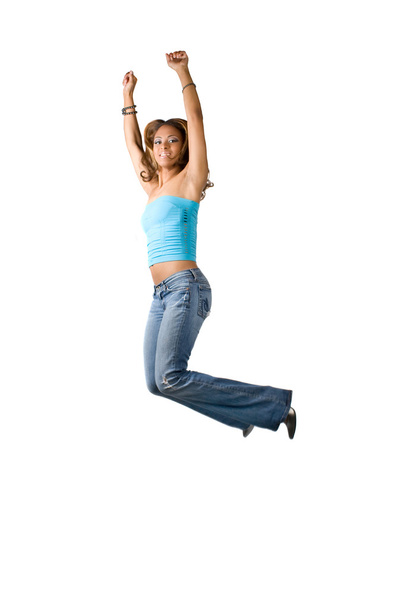 Mujer divertida saltando
 - Foto, Imagen
