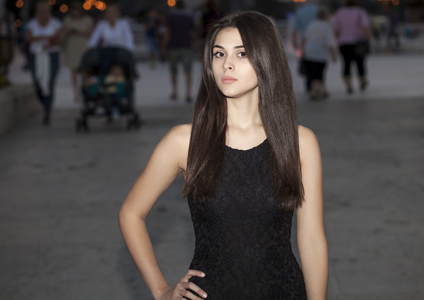 Beautiful girl portrait in Skopje street - Фото, зображення