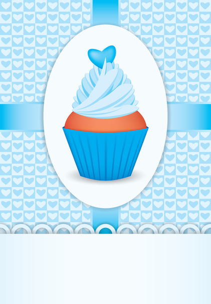Cartão com cupcake e coração
 - Vetor, Imagem
