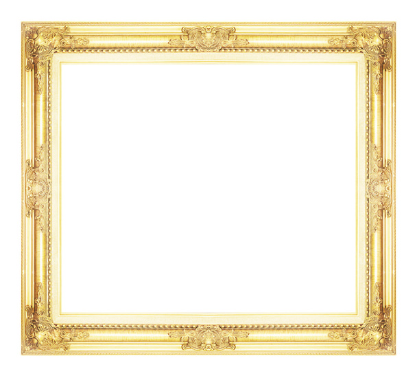 antique golden frame isolated on white background, clipping path - Photo, Image
