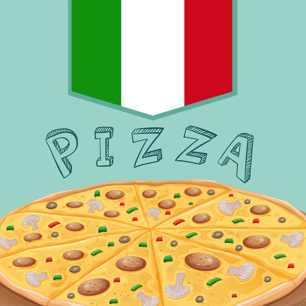Tray of Italian pizza - Vector, Imagen