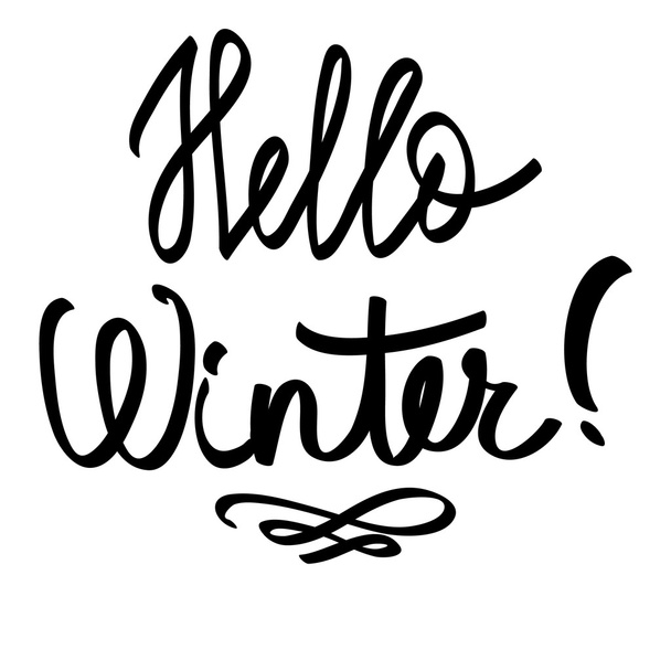 Handmade vector calligraphy and text Hello winter - Διάνυσμα, εικόνα