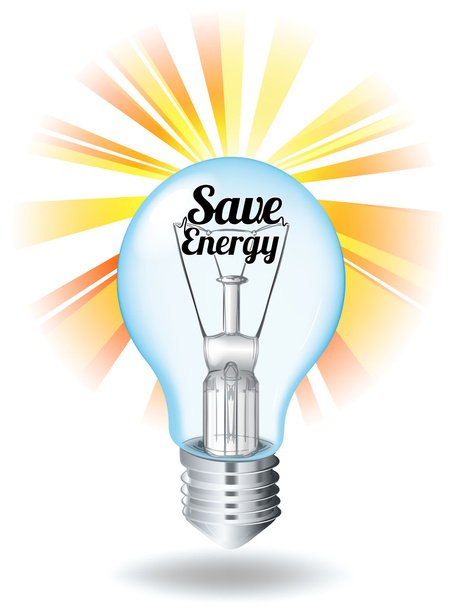Save energy theme with lightbulb - Vector, Image