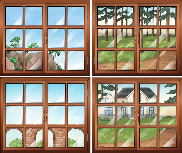 Cuatro escenas de ventanas
 - Vector, Imagen
