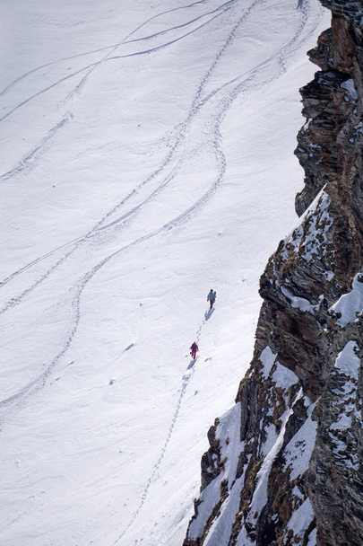 Tracks on a mountain Slope, freeride in deep snow - Zdjęcie, obraz