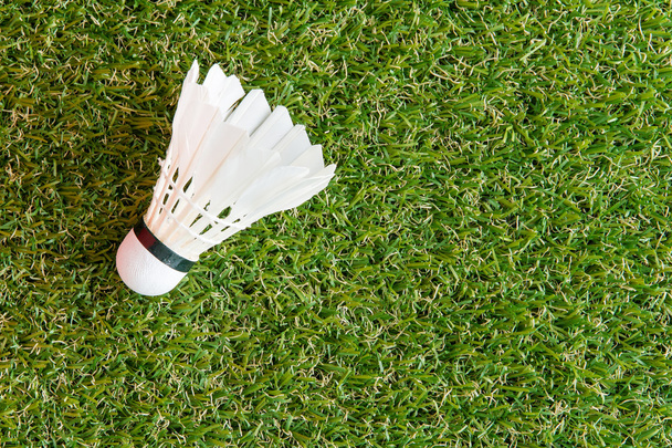 White shuttlecock on the grass - Photo, image