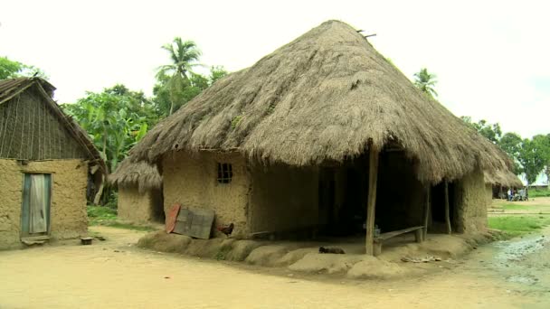 sár kunyhókat vidéki afrikai falu - Felvétel, videó