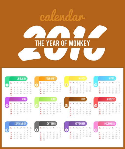 Yksinkertainen kalenteri 2016
 - Vektori, kuva