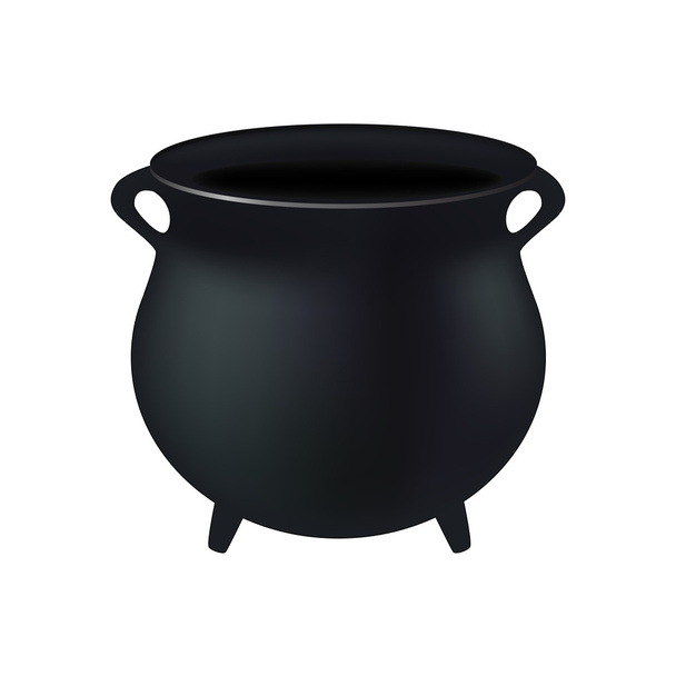Empty witch cauldron,pot. Realistic Vector illustration isolated on white background. Created with gradient mesh. - Vektor, obrázek