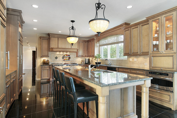 Kitchen with oak wood cabinetry - Photo, Image