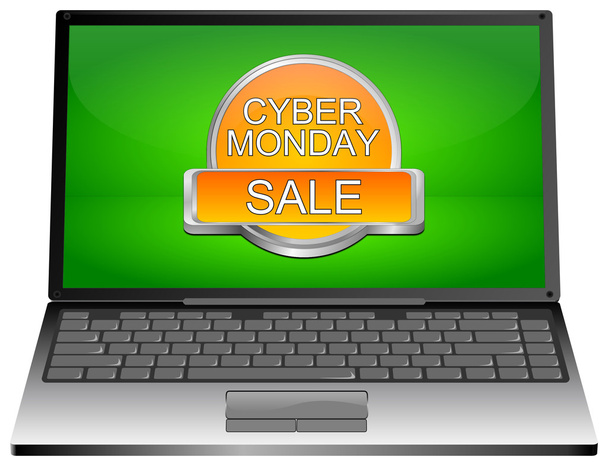 Přenosný počítač s Cyber pondělí prodej tlačítko - Fotografie, Obrázek